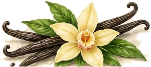 Vanillestokjes met vanillebloem